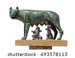 The Capitoline Wolf: Statue of the she-wolf suckling Romulus (founder of Rome) and Remus: the icon of the founding of the city of Rome, Italy