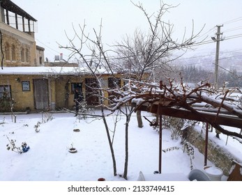 Cappadocia, Turkiye - January 8 2019: Cappadocia have been blanketed white as snowfall in Nevşehir, Turkiye. 