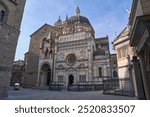 The Cappella Colleoni, a chapel and mausoleum attached to Basilica of St. Mary Major in Bergamo. Built in the Lombard Renaissance architectural style. Vacation in Italy                                