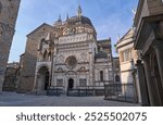 The Cappella Colleoni, a chapel and mausoleum attached to Basilica of St. Mary Major in Bergamo. Built in the Lombard Renaissance architectural style. Vacation in Italy                                