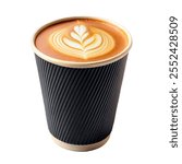 cappuccino coffee in a paper cup on a white background