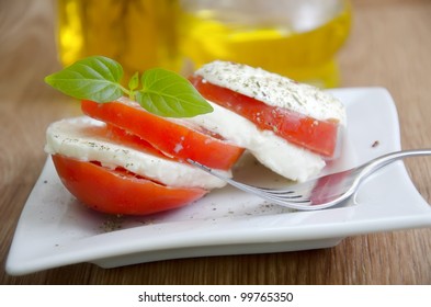 Caprese On White Plate