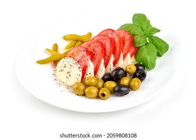 Caprese Salad, Isolated On White Background