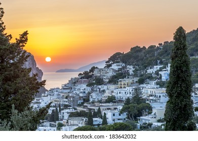 Capri Sunset From A Terrace In The Village