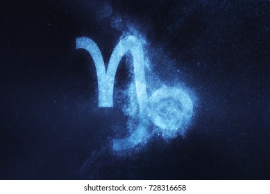 Capricorn Zodiac Sign. Abstract night sky background