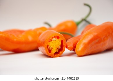 Capsicum baccatum. Peruvian pepper. Orange pepper. Aji amarillo. Hot pepper