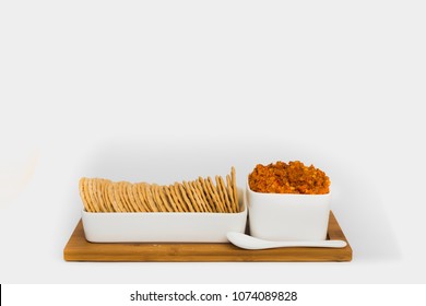 Capsicum Dip And Biscuits