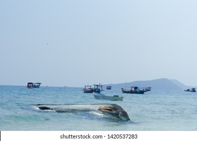 Capsized Boat Close To Koh Rong, Cambodia