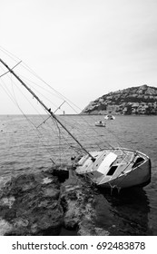 Capsized Sail Boat After Storm