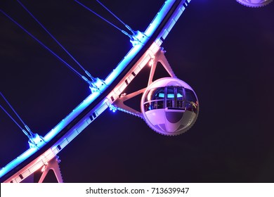 The Capsule Of A Ferris Wheel At Night In Las Vegas.