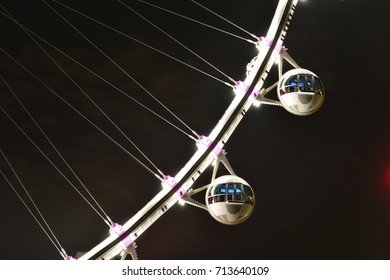 The Capsule Of A Ferris Wheel At Night In Las Vegas.