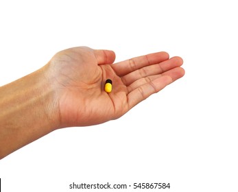 capsules Medicine in hand.