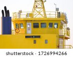 Captain bridge of a yellow ferry