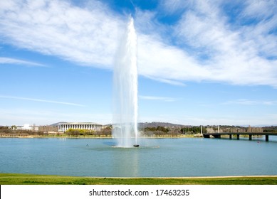 The Captain Cook Memorial Water Jet, Lake Burley Griffin, Canberra, Australia