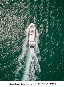 Captiva, Florida USA - 5-18-2022: Aerial View Over Top Of A Boat In The Ocean.