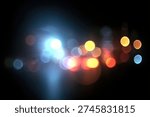 A captivating abstract image featuring out-of-focus bokeh lights in various vibrant colors, creating a dreamy and ethereal atmosphere against a dark background, enhanced by a subtle lens flare.