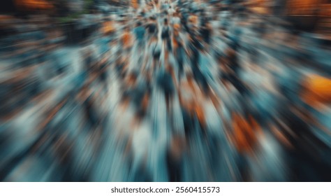 A captivating abstract image showcasing the dynamic energy of a bustling crowd in an urban environment, emphasizing movement and interaction among diverse individuals. - Powered by Shutterstock