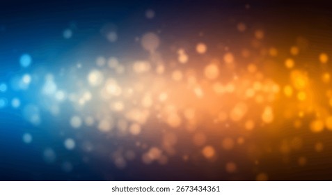 A captivating backdrop featuring a smooth transition of vibrant blue and orange tones, enhanced by numerous, softly focused light spots.