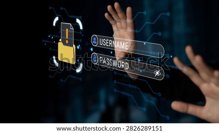 A captivating image showcasing hands engaging with virtual username and password fields, symbolizing modern digital security and the importance of online safety in today technological landscape.