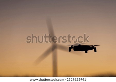 Captivating Silhouette of a UAV, Embracing the Modern Era of Aerial Exploration.  Silhouette of a UAV Soaring through the Skies.
