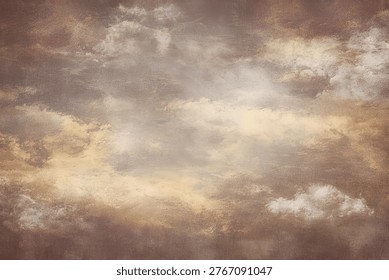 A captivating sky scene featuring an array of textured clouds, illuminated by warm, soft light, creating a dramatic and ethereal atmosphere.