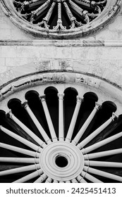 A captivating snapshot capturing details of timeless beauty of Zadar, Croatia, featuring a charming array of heritage buildings and majestic churches nestled within the city's historic streets.