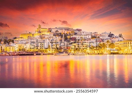 Captivating view of Eivissa old town at sunset, Ibiza island, Spain