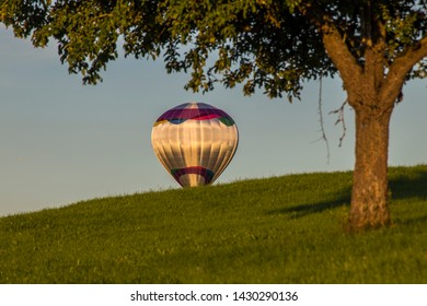 Captive Balloon At The Start In The Meadow