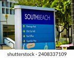 Capture the essence of Miami with images featuring a south direction road sign on the I-95. Explore the scenic beauty and landmarks like Lummus Park with hi-res stock photography. Discover the new