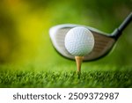 Capture the thrill of golf with this high-resolution image showcasing a golfer in mid-swing on a lush green fairway. The golfer, dressed in modern athletic wear, demonstrates perfect form as they stri