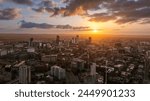 Capturing the City Centre of Leeds in all its glory, this drone image highlights the architectural span with Construction and Building during a stunning Sunrise