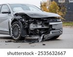 Car accident. Auto crash. Traffic accident. Wrecked automobile. High quality photo