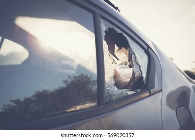 Car accident broken glass