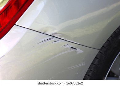 Car accident, damaged vehicle after crash