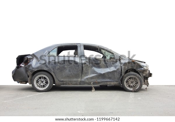 Car\
accident down the road has been damaged. Working car repair\
inspection at damaged of accident. Claim the insurance company.\
Image with clipping path and style blur\
focus.