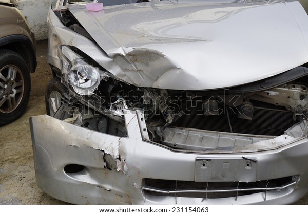 Car
accident, insurance concept. Airbag is come
out.