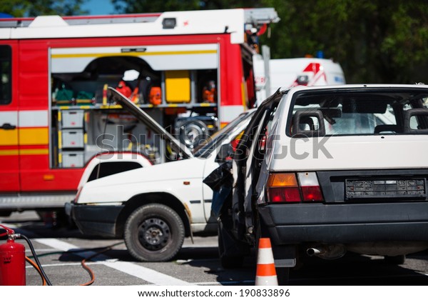 Car accident rescue drill\

