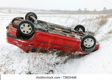 Car Accident In Winter Conditions