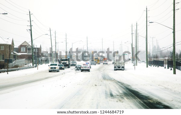 Car accident in winter. The danger of driving in\
winter. Canada