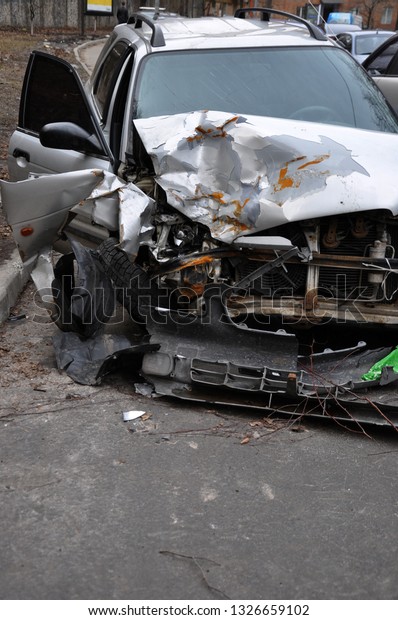 car after the accident. Broken car. crash. traffic\
accident. car crash
