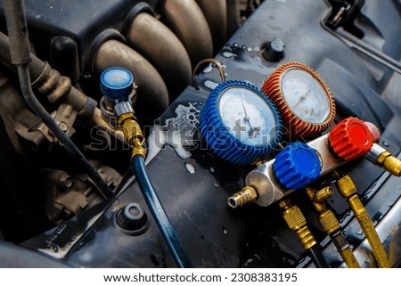 Car air condition checking meter coolant fix car maintenance