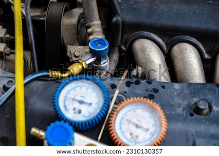 Car air condition checking meter coolant fix car maintenance