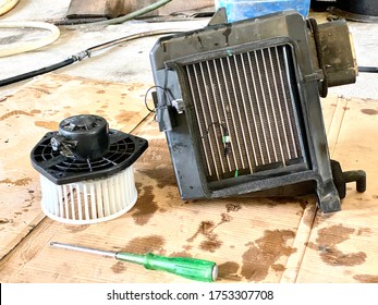 
Car air conditioner coil waiting to be assembled