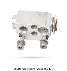 Car air conditioner valve for adjusting the pressure in the climate control system on a white isolated background. Spare parts catalog.