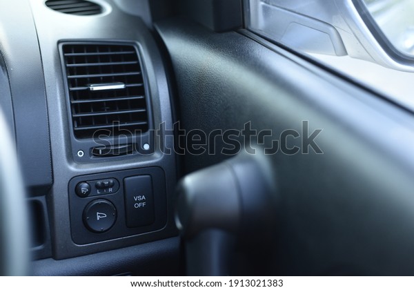 Car air conditioning. The air flow inside the car.\
Detail interior of car