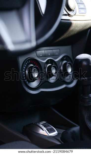 Car air conditioning and heating system\
panel and control buttons.\
AC inside the\
Car