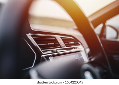 Car air conditioning system. Auto interior detail. Car air condition.