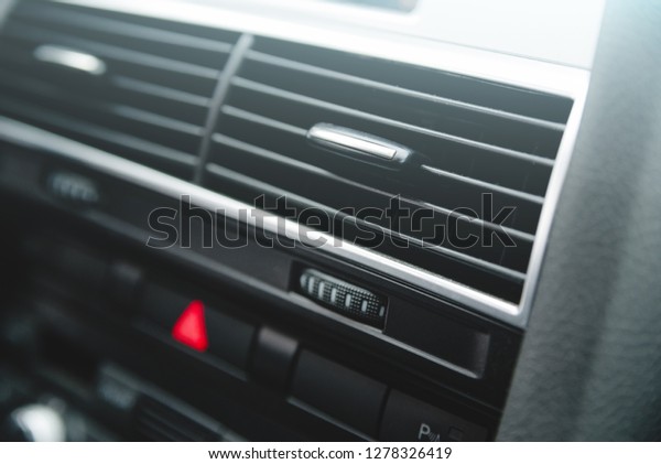 Car air conditioning system and the air\
flow inside the car. Detail interior of\
car