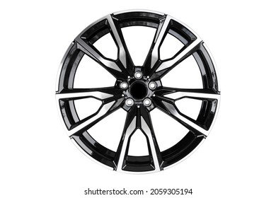Car alloy wheel isolated on white background. New alloy wheel for a car on a white background. Alloy rim isolated. Car wheel disc. - Shutterstock ID 2059305194