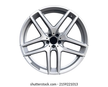 Car alloy wheel isolated on white background. New alloy wheel for a car on a white background. Alloy rim isolated. Car wheel disc. - Shutterstock ID 2159221013